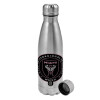 Metallic water bottle, stainless steel, 750ml