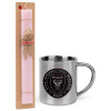 Easter Set, metallic thermal cup (300ml) & aromatic flat Easter candle (30cm) (PINK)