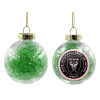 Transparent Christmas tree ball ornament with green filling 8cm