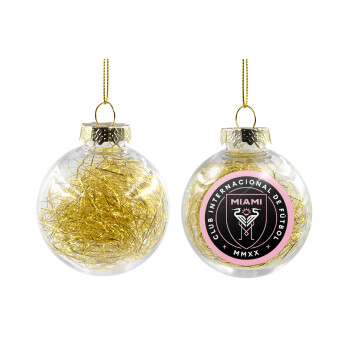 Inter Miami CF, Transparent Christmas tree ball ornament with gold filling 8cm