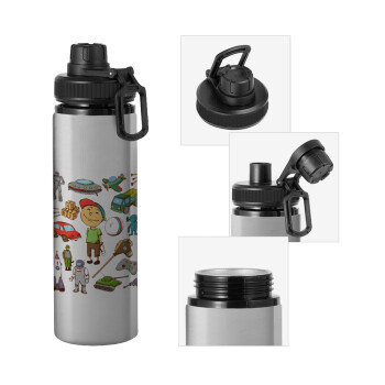 Toys Boy, Metallic water bottle with safety cap, 850ml aluminum