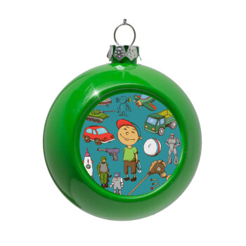 Toys Boy, Green Christmas tree ornament bauble 8cm