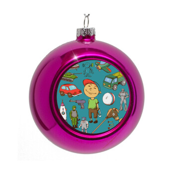 Toys Boy, Purple Christmas tree ornament bauble 8cm