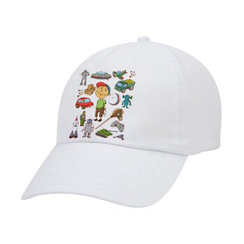 Toys Boy, Adult Baseball Cap White 5-panel (POLYESTER, ADULT, UNISEX, ONE SIZE)