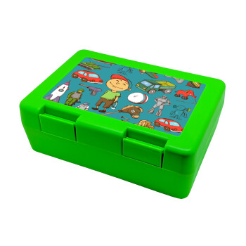 Toys Boy, Παιδικό δοχείο κολατσιού ΠΡΑΣΙΝΟ 185x128x65mm (BPA free πλαστικό)