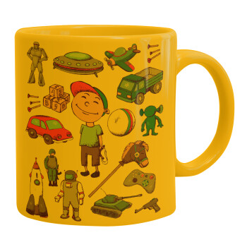 Toys Boy, Ceramic coffee mug yellow, 330ml