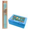 Easter Set, children's snack container BLUE & Easter aromatic flat candle (30cm) (TURQUOISE)