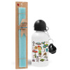 Easter Set, metallic aluminum water bottle (500ml) & scented flat candle (30cm) (TURQUOISE)