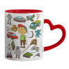 Mug heart red handle, ceramic, 330ml