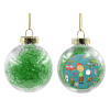 Transparent Christmas tree ball ornament with green filling 8cm