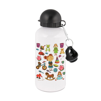 Toys Girl, Metal water bottle, White, aluminum 500ml