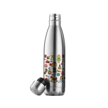 Toys Girl, Μεταλλικό παγούρι θερμός Inox (Stainless steel), διπλού τοιχώματος, 500ml