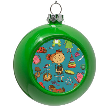 Toys Girl, Green Christmas tree ornament bauble 8cm