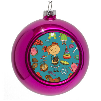 Toys Girl, Purple Christmas tree ornament bauble 8cm