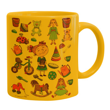 Toys Girl, Ceramic coffee mug yellow, 330ml