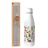 Easter Set, metallic stainless thermos bottle (500ml) & scented flat Easter candle (30cm) (GRAY)