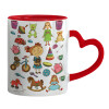 Mug heart red handle, ceramic, 330ml