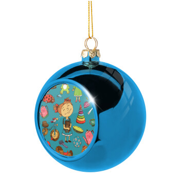 Toys Girl, Χριστουγεννιάτικη μπάλα δένδρου Μπλε 8cm