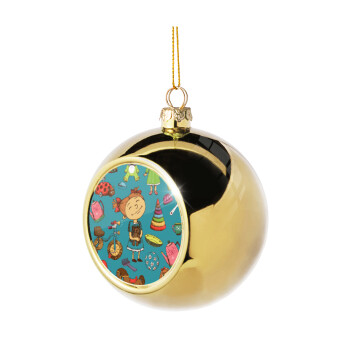 Toys Girl, Golden Christmas tree ball ornament 8cm