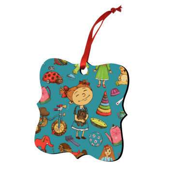 Toys Girl, Christmas ornament polygon wooden 7.5cm