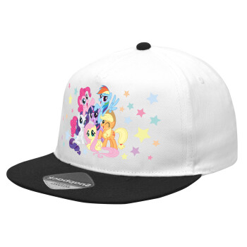 My Little Pony, Καπέλο Ενηλίκων Flat Snapback Λευκό/Μαύρο, (100% ΒΑΜΒΑΚΕΡΟ Twill, ΕΝΗΛΙΚΩΝ, UNISEX, ONE SIZE)