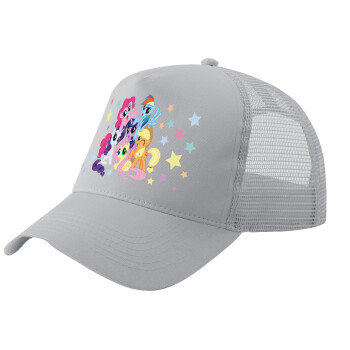 My Little Pony, Adult Structured Trucker Hat, with Mesh, GRAY (100% COTTON, ADULT, UNISEX, ONE SIZE)