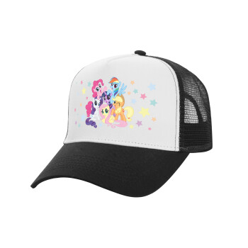 My Little Pony, Adult Structured Trucker Hat, with Mesh, WHITE/BLACK (100% COTTON, ADULT, UNISEX, ONE SIZE)