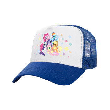 My Little Pony, Adult Structured Trucker Hat, with Mesh, WHITE/BLUE (100% COTTON, ADULT, UNISEX, ONE SIZE)