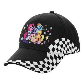 My Little Pony, Adult Ultimate BLACK RACING Cap, (100% COTTON DRILL, ADULT, UNISEX, ONE SIZE)