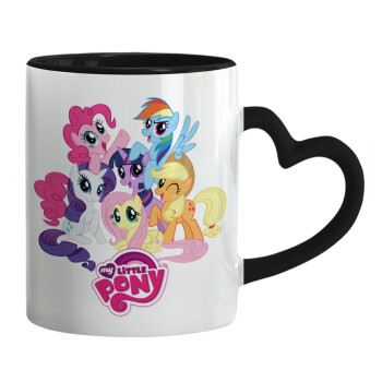 My Little Pony, Mug heart black handle, ceramic, 330ml