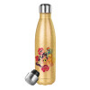 Glitter gold stainless steel thermos bottle, double-walled, 500ml