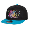 Child's Flat Snapback Hat, Black/Blue (100% COTTON, CHILD, UNISEX, ONE SIZE)