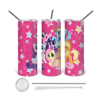 My Little Pony, Tumbler ποτήρι θερμό από ανοξείδωτο ατσάλι 600ml, με μεταλλικό καλαμάκι & βούρτσα καθαρισμού