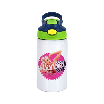 Barbie is everything, Children's hot water bottle, stainless steel, with safety straw, green, blue (350ml)