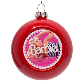 Barbie is everything, Red Christmas tree ornament bauble 8cm