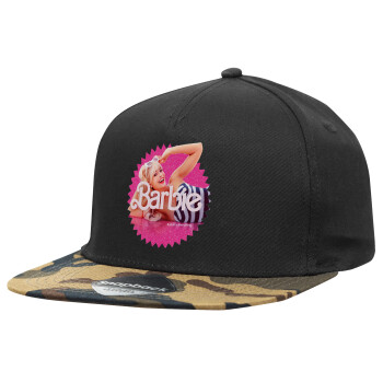 Barbie is everything, Adult Flat Snapback Hat Black/Camouflage, (100% COTTON TWILL, ADULT, UNISEX, ONE SIZE)