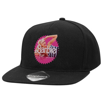 Barbie is everything, Adult Flat Snapback Hat Black, (100% COTTON TWILL, ADULT, UNISEX, ONE SIZE)