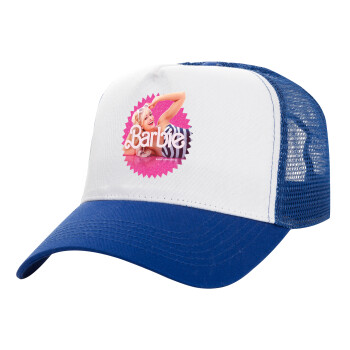 Barbie is everything, Adult Structured Trucker Hat, with Mesh, WHITE/BLUE (100% COTTON, ADULT, UNISEX, ONE SIZE)