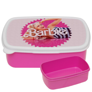 Barbie is everything, ΡΟΖ παιδικό δοχείο φαγητού (lunchbox) πλαστικό (BPA-FREE) Lunch Βox M18 x Π13 x Υ6cm