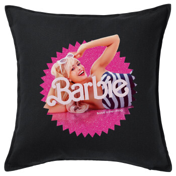 Barbie is everything, Sofa cushion black 50x50cm includes filling