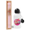 Easter Set, metallic aluminum bottle (500ml) & aromatic flat Easter candle (30cm) (PINK)