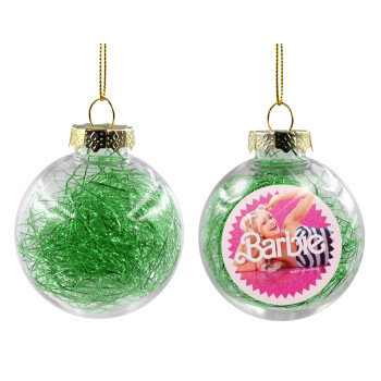 Barbie is everything, Transparent Christmas tree ball ornament with green filling 8cm