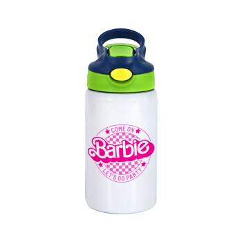 Come On Barbie Lets Go Party , Children's hot water bottle, stainless steel, with safety straw, green, blue (350ml)