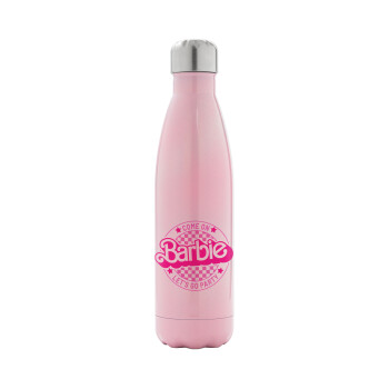 Come On Barbie Lets Go Party , Metal mug thermos Pink Iridiscent (Stainless steel), double wall, 500ml