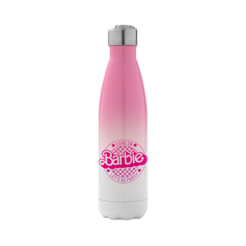 Come On Barbie Lets Go Party , Metal mug thermos Pink/White (Stainless steel), double wall, 500ml