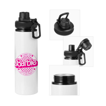 Come On Barbie Lets Go Party , Metal water bottle with safety cap, aluminum 850ml