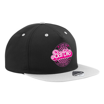 Come On Barbie Lets Go Party , Adult Flat Snapback Hat Black/Grey, (100% COTTON TWILL, ADULT, UNISEX, ONE SIZE)