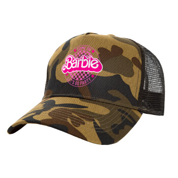 Come On Barbie Lets Go Party , Adult Structured Trucker Hat, with Mesh, (Camouflage) Army (100% COTTON, ADULT, UNISEX, ONE SIZE)