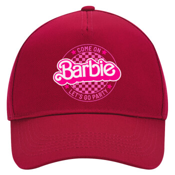 Come On Barbie Lets Go Party , Adult Ultimate Hat RED, (100% COTTON DRILL, ADULT, UNISEX, ONE SIZE)