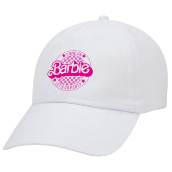 Come On Barbie Lets Go Party , Adult Baseball Cap White 5-panel (POLYESTER, ADULT, UNISEX, ONE SIZE)